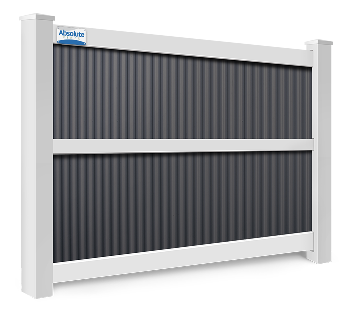 Corrugated metal fence back view
