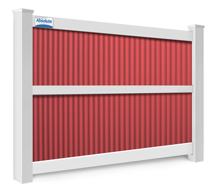 Corrugated metal fence front view
