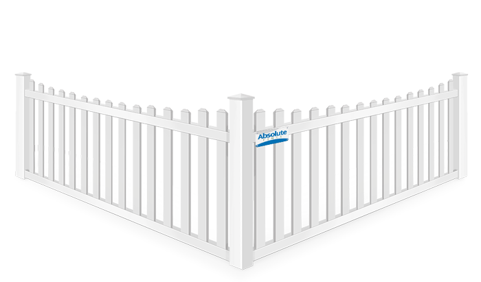 Vinyl white picket scalloped fence installation in Montana