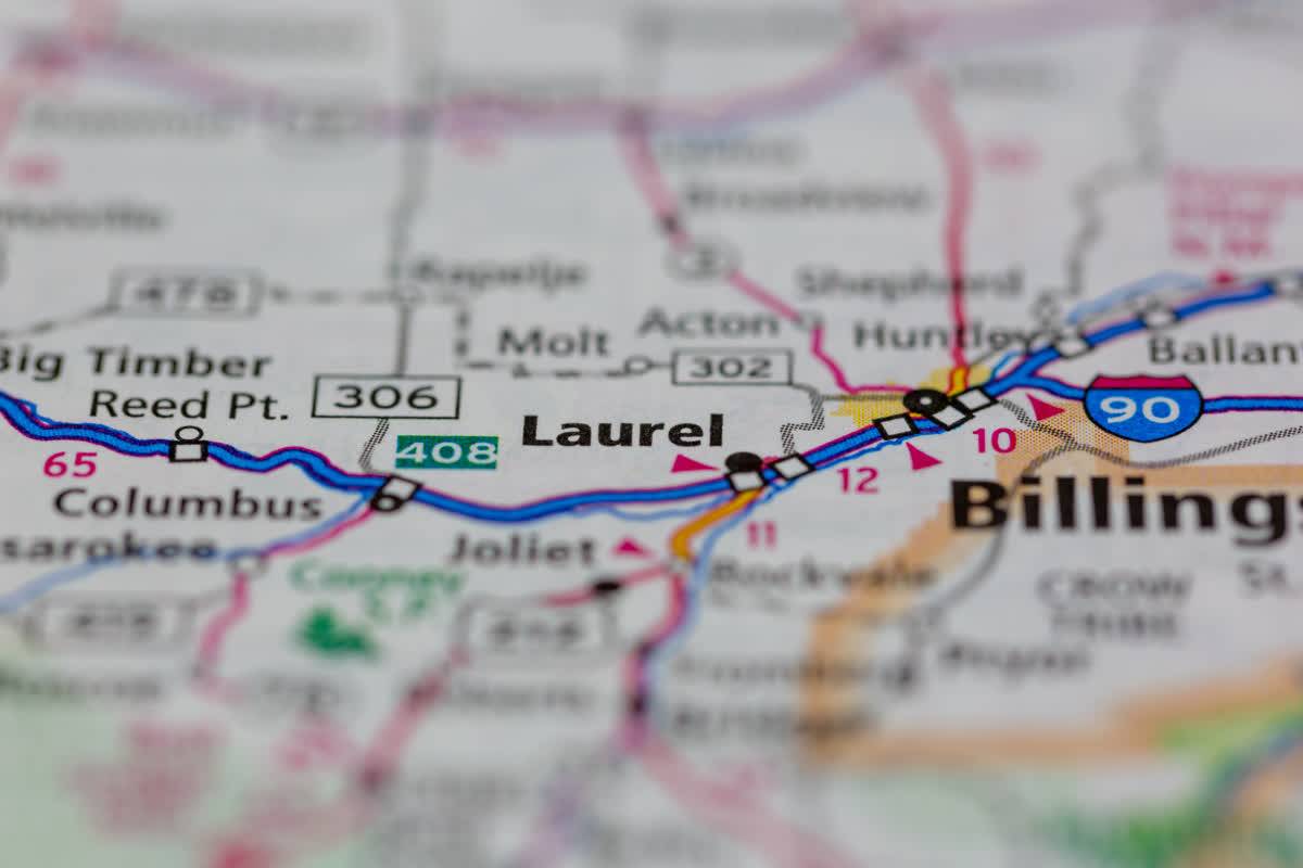 Large map view of Laurel Montana