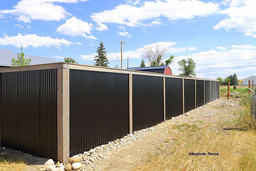 Big Timber MT Wood Corrugated Steel Fence-7